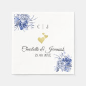 Dusty Blue Waterverf Succulent Floral Wedding Servet (Voorkant)