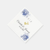 Dusty Blue Waterverf Succulent Floral Wedding Servet (Hoek)