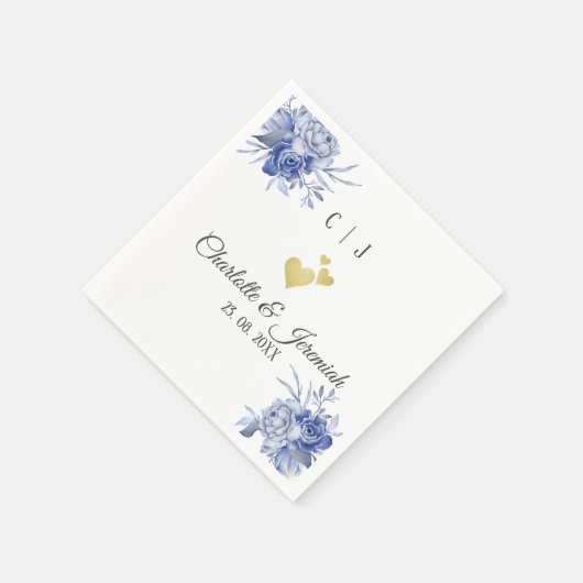 Dusty Blue Waterverf Succulent Floral Wedding Servet (Hoek)