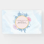 Dusty Blue Waterverf Succulent Funeral Memorial Spandoek (Horizontaal)