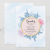 Dusty Blue Waterverf Succulent Gender onthullen Kaart (Voorkant / Achterkant)