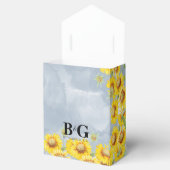 Dusty Blue Waterverf Sunflower Monogram Weddenscha Bedankdoosjes (Geopend)