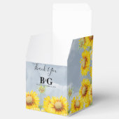 Dusty Blue Waterverf Sunflower Monogram Weddenscha Bedankdoosjes (Geopend)