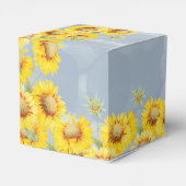 Dusty Blue Waterverf Sunflower Monogram Weddenscha Bedankdoosjes (Achterkant)