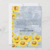Dusty Blue Waterverf Sunflower Monogram Weddenscha Bedankkaart (Voorkant)