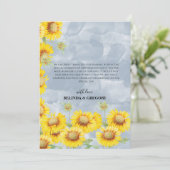 Dusty Blue Waterverf Sunflower Monogram Weddenscha Bedankkaart (Staand voorkant)