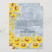 Dusty Blue Waterverf Sunflower Monogram Weddenscha Bedankkaart (Voorkant / Achterkant)