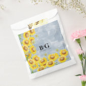 Dusty Blue Waterverf Sunflower Monogram Weddenscha Bedankzakje (Gezegeld)