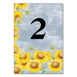 Dusty Blue Waterverf Sunflower Monogram Weddenscha Kaart