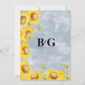 Dusty Blue Waterverf Sunflower Monogram Weddenscha Kaart (Achterkant)