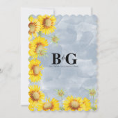 Dusty Blue Waterverf Sunflower Monogram Weddenscha Kaart (Achterkant)