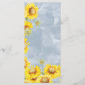 Dusty Blue Waterverf Sunflower Monogram Weddenscha Menu (Achterkant)