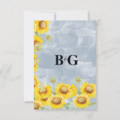 Dusty Blue Waterverf Sunflower Monogram Weddenscha RSVP Kaartje (Achterkant)