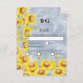 Dusty Blue Waterverf Sunflower Monogram Weddenscha RSVP Kaartje (Voorkant / Achterkant)