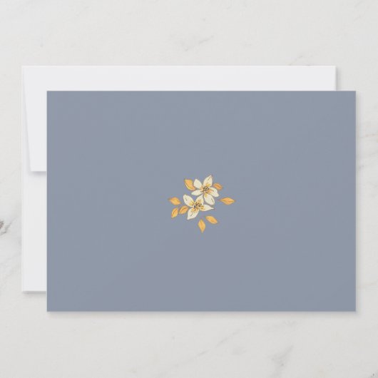 Dusty Blue Waterverf Sunflower Script Wedding Inv Kaart (Achterkant)