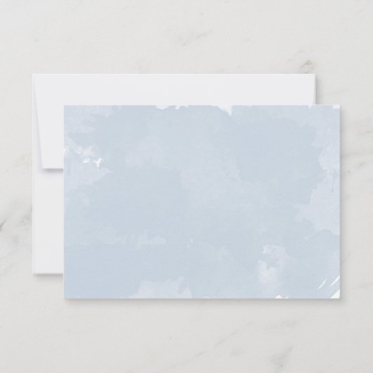 Dusty Blue waterverf trouwgegevens invoegen Kaart (Achterkant)