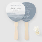 Dusty Blue Waterverf Trouwprogramma Hand Fans Handwaaier (Voorkant en achterkant)