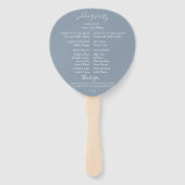 Dusty Blue Waterverf Trouwprogramma Hand Fans Handwaaier (Achterkant)