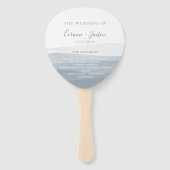 Dusty Blue Waterverf Trouwprogramma Hand Fans Handwaaier (Voorkant)