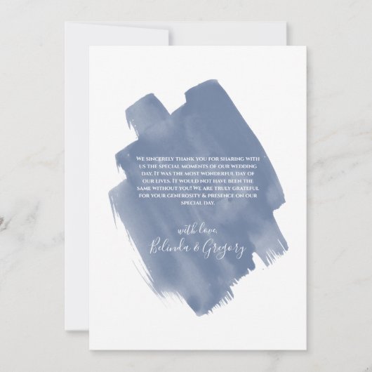 Dusty Blue Waterverf Weddenschap Hartelijk dank Bedankkaart (Voorkant)