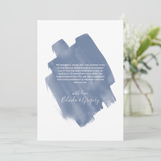Dusty Blue Waterverf Weddenschap Hartelijk dank Bedankkaart (Staand voorkant)