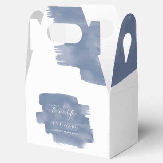 Dusty Blue Waterverf Wedding Bedankdoosjes (Geopend)