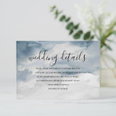 Dusty Blue Waterverf Wedding Details Kaart (Staand voorkant)