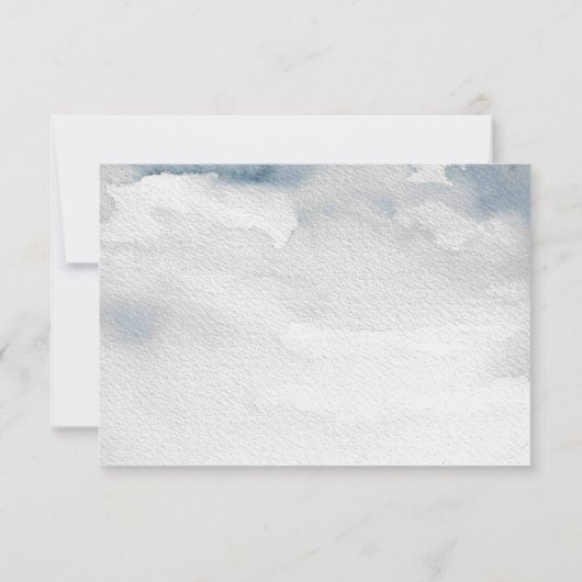 Dusty Blue Waterverf Wedding Details Kaart (Achterkant)