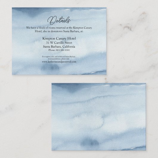 Dusty Blue Waterverf Wedding Enclosure Kaart (Voorkant / Achterkant)