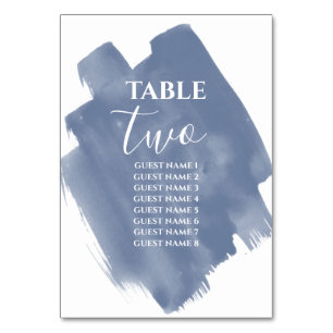 Dusty Blue Waterverf Wedding Guest Names Kaart