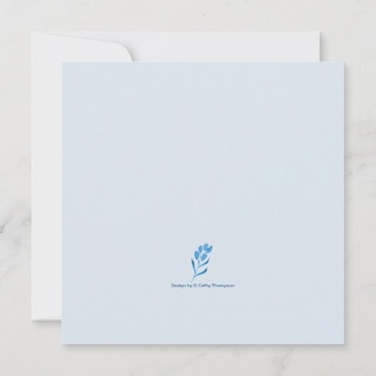 Dusty Blue Waterverf Wedding Invitation Kaart (Achterkant)