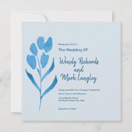 Dusty Blue Waterverf Wedding Invitation Kaart