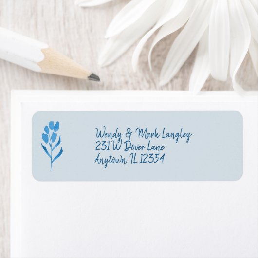 Dusty Blue Waterverf Wedding Invitation Label (Insitu)