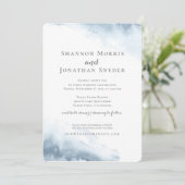 Dusty Blue Waterverf Wedding Invitations Kaart (Staand voorkant)