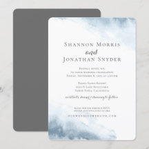 Dusty Blue Waterverf Wedding Invitations