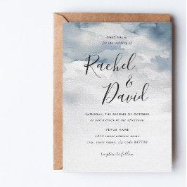 Dusty Blue Waterverf Wedding Kaart