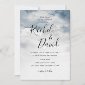 Dusty Blue Waterverf Wedding Kaart (Voorkant)