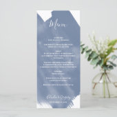 Dusty Blue Waterverf Wedding Menu (Staand voorkant)