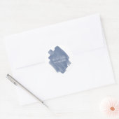 Dusty Blue Waterverf Wedding Ronde Sticker (Envelop)