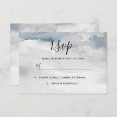 Dusty Blue Waterverf Wedding RSVP Kaart (Voorkant / Achterkant)