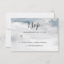 Dusty Blue Waterverf Wedding RSVP Kaart