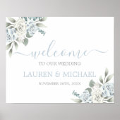 Dusty Blue Waterverf Wedding Welcome sign Poster (Voorkant)