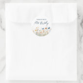 Dusty Blue Waterverf Wildflower 30e verjaardag Ronde Sticker (Tas)