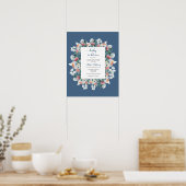 Dusty blue waterverf wildflower baby shower poster (Keuken)