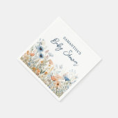 Dusty Blue Waterverf Wildflower Baby shower Servet (Hoek)