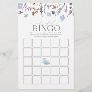 Dusty Blue Waterverf Wildflower Bridal Bingo Game