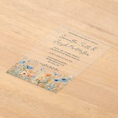 Dusty Blue Waterverf Wildflower bruiloft Acryl Uitnodigingen (Laagn)