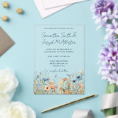 Dusty Blue Waterverf Wildflower bruiloft Acryl Uitnodigingen (Insitu (Huwelijk))