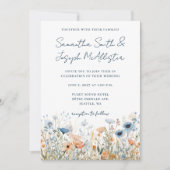 Dusty Blue Waterverf Wildflower bruiloft Kaart (Voorkant)