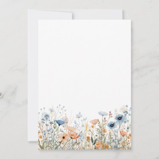 Dusty Blue Waterverf Wildflower bruiloft Kaart (Achterkant)